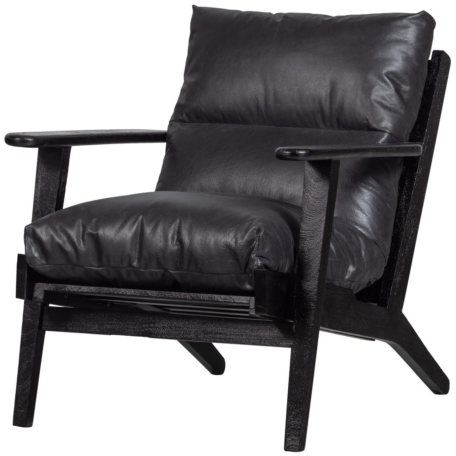 HOUSTON FAUTEUIL LEER/HOUT ZWART