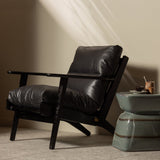 HOUSTON FAUTEUIL LEER/HOUT ZWART