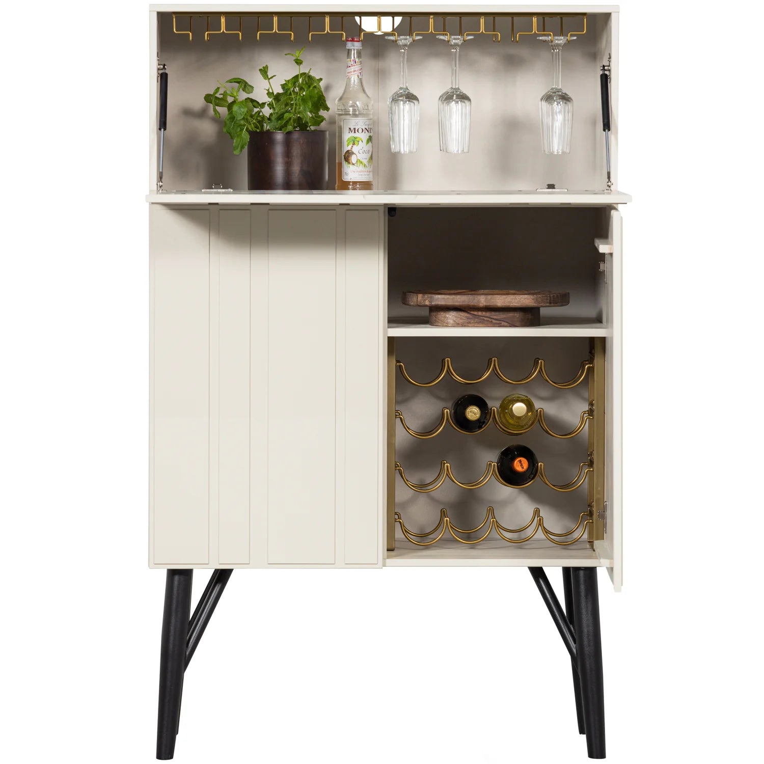 WOOOD - Miller drankkast grenen met glas-/wijnrek dust [FSC]