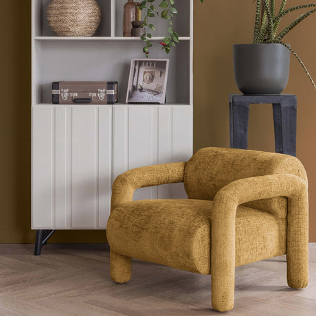 LENNY FAUTEUIL IN GROVE TEXTUUR GOUD/GEEL