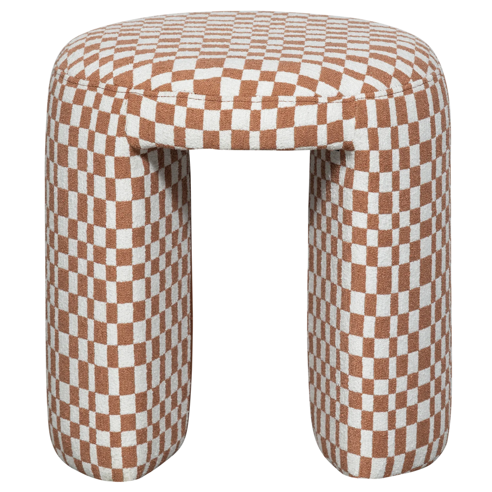 WOOOD - Charlie gestoffeerde kruk ruit dessin oranje