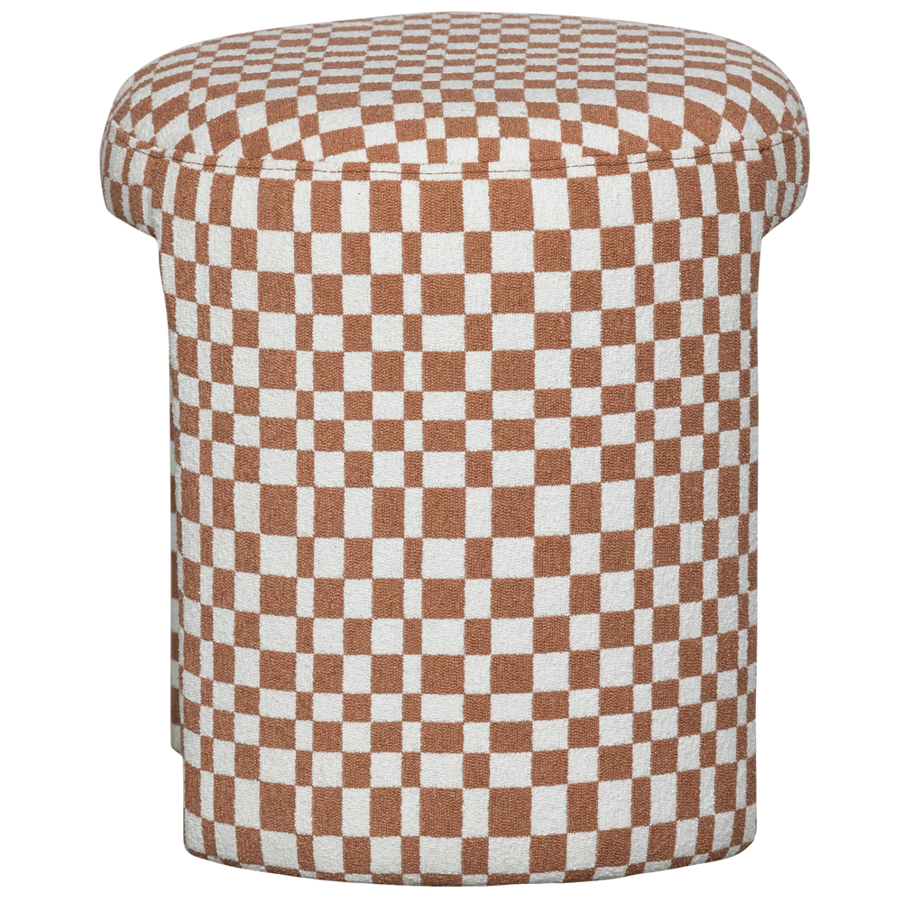 WOOOD - Charlie gestoffeerde kruk ruit dessin oranje