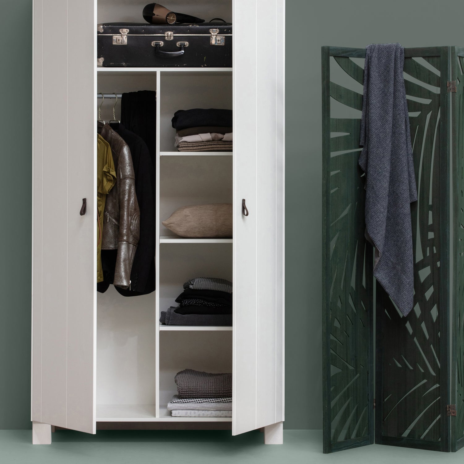 TIES GARDEROBEKAST GRENEN WIT [fsc]