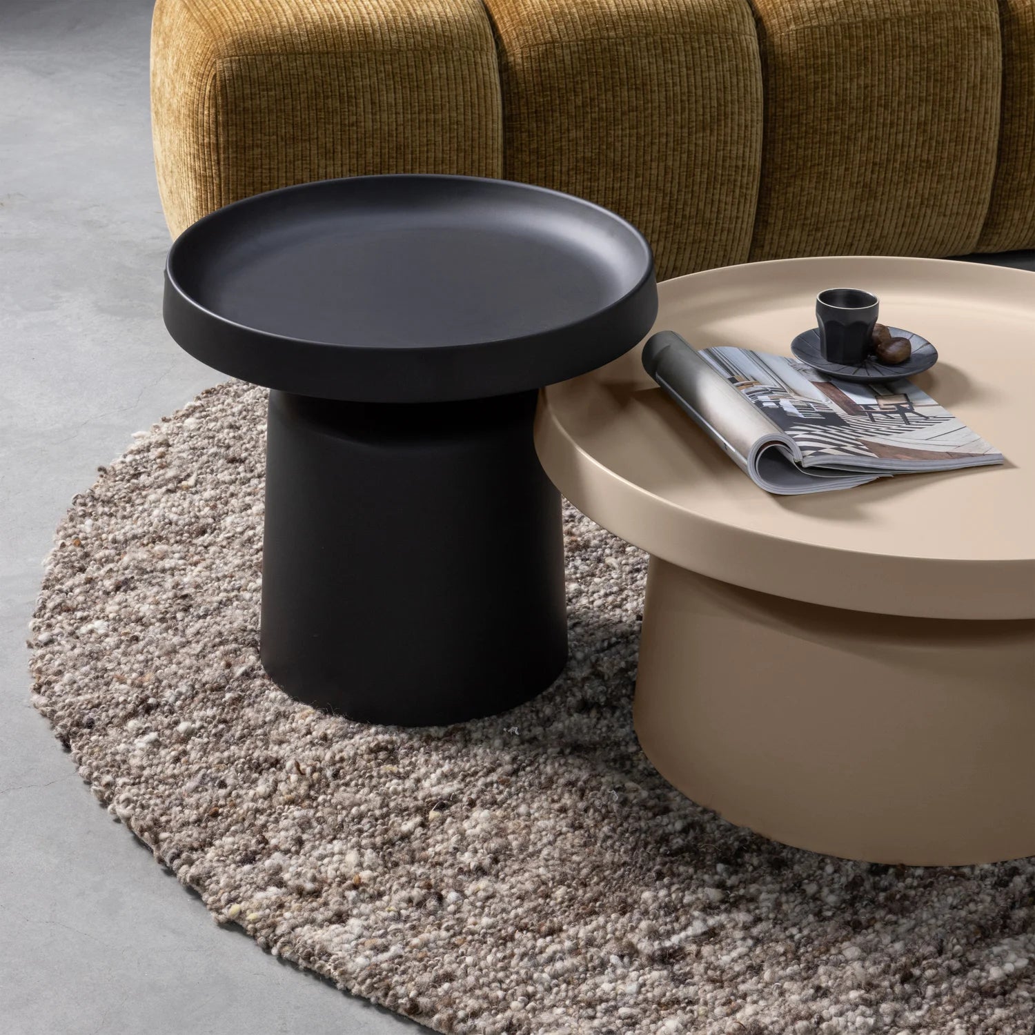 WOOOD - Efia vloerkleed rond wol bruin melange 200cm