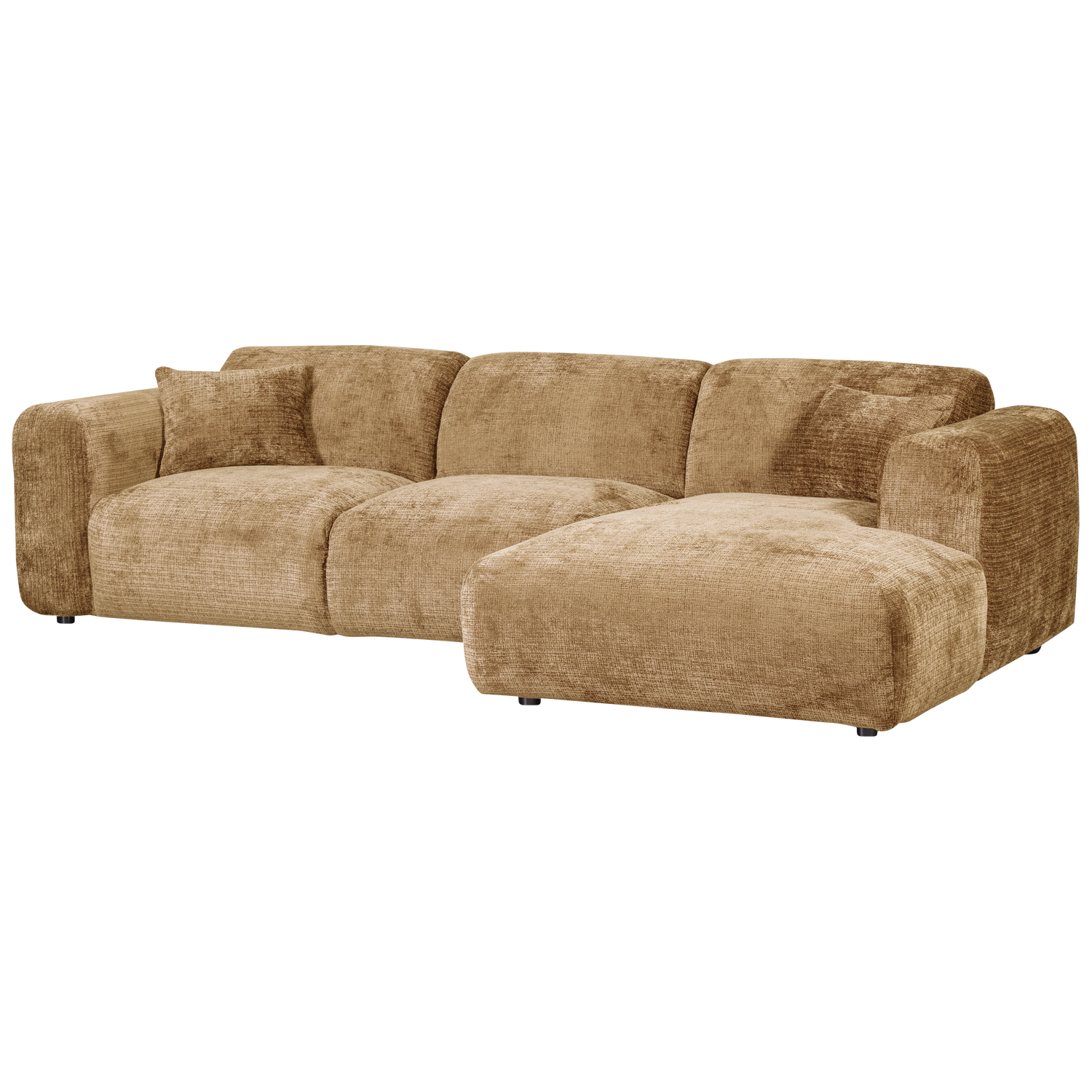 CLOUD CHAISE LONGUE BANK RECHTS CHENILLE HONINGGEEL