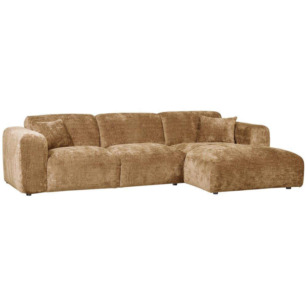 CLOUD CHAISE LONGUE BANK RECHTS CHENILLE HONINGGEEL