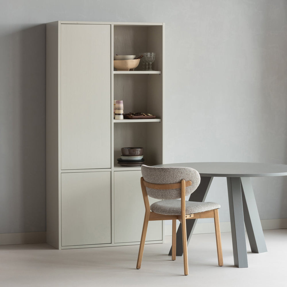 RHONDA EETTAFEL O129 CM EIKEN WARMGRIJS [fsc]