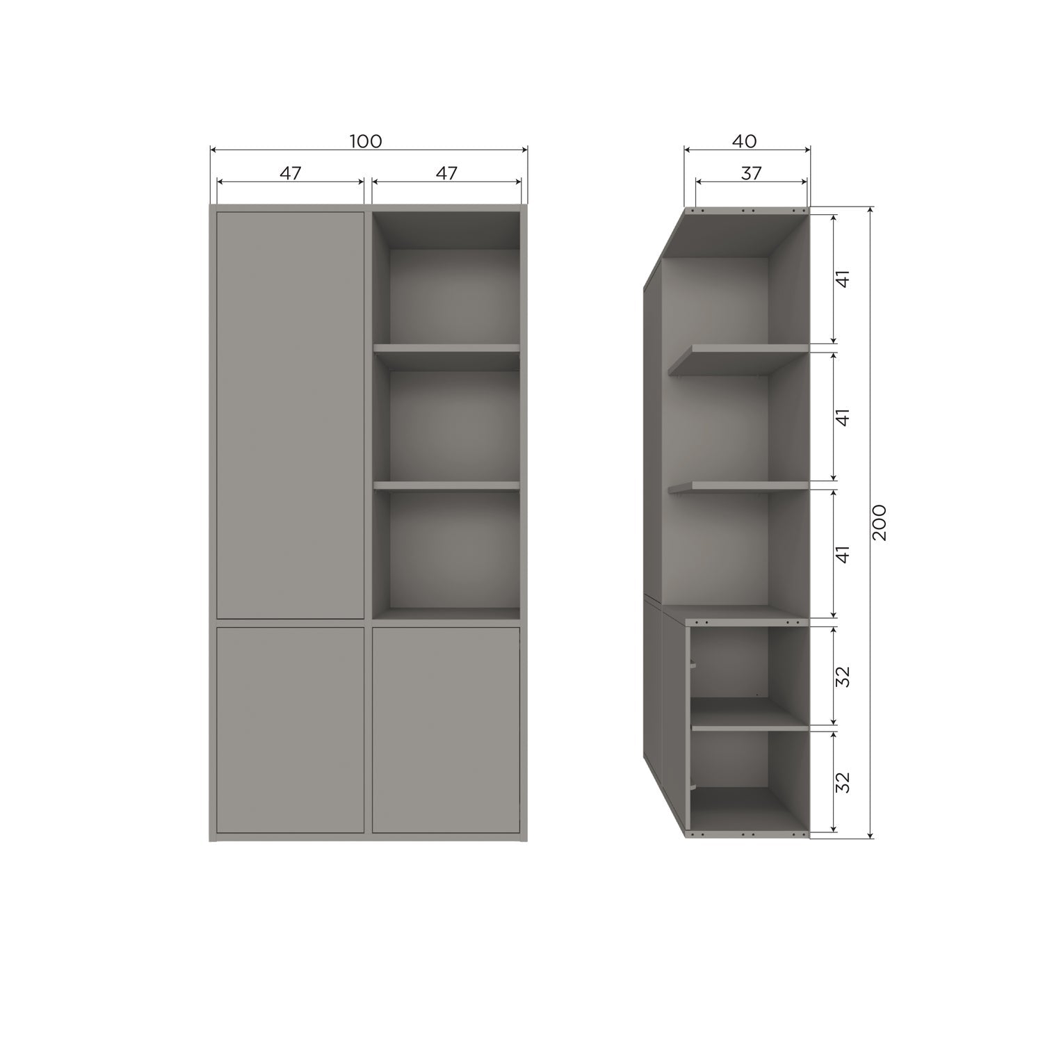 MEREL OPBERGKAST GRENEN WARMGRIJS [fsc]