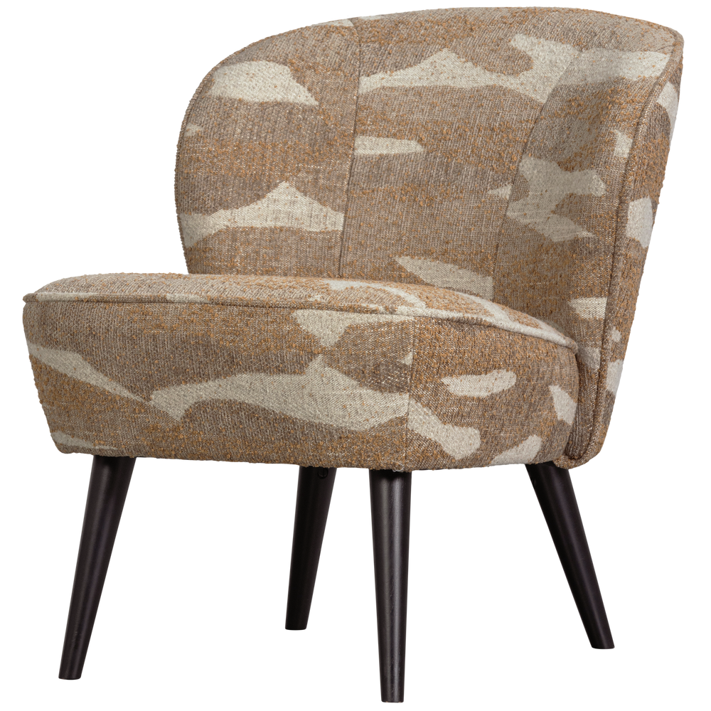 SARA FAUTEUIL GEWEVEN STOF CAMOUFLAGE DESSIN ZAND