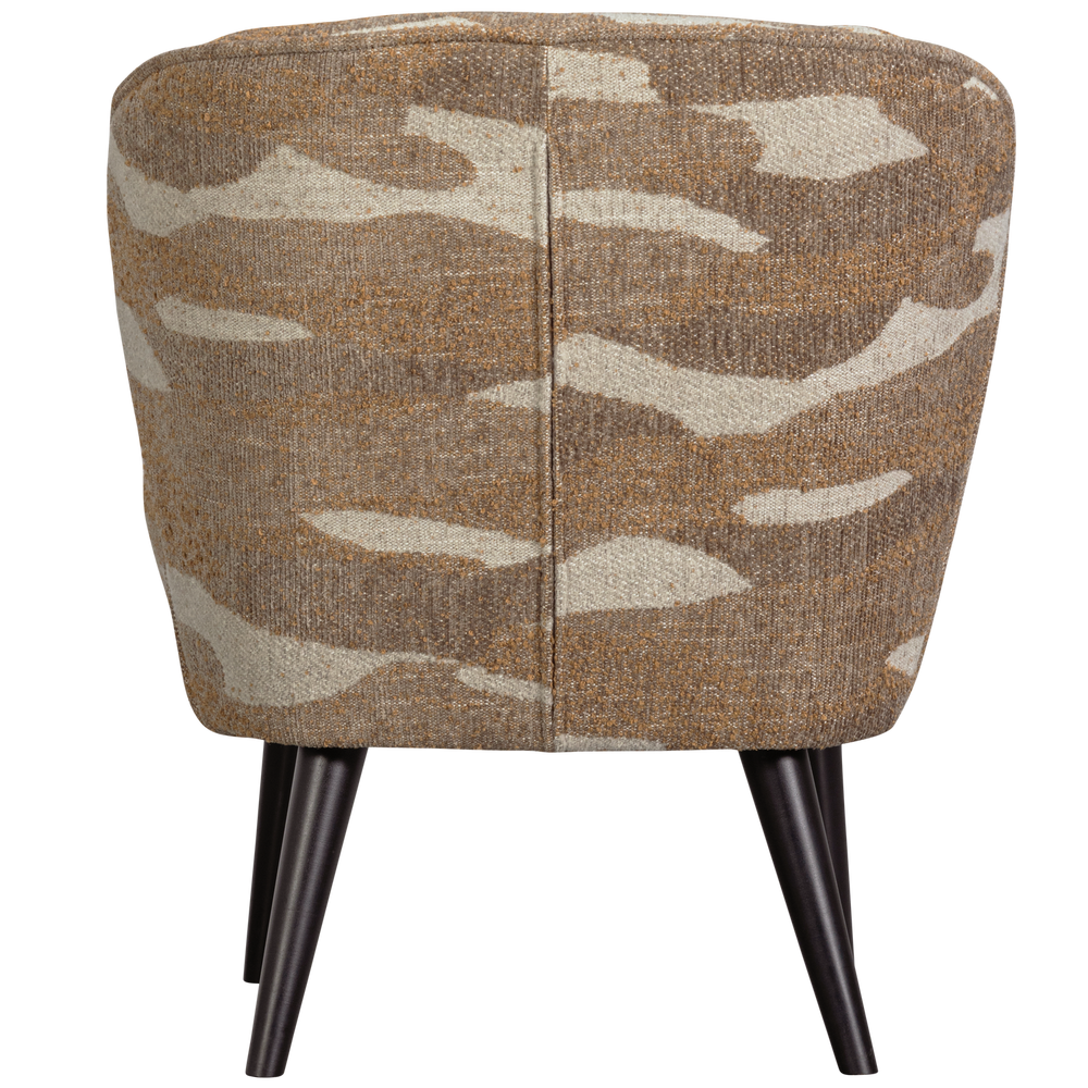 SARA FAUTEUIL GEWEVEN STOF CAMOUFLAGE DESSIN ZAND