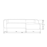 BEAN HOEKBANK RECHTS RIBSTOF TRAVERTIN