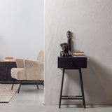 SKYBOX SIDETABLE MANGOHOUT/METAAL ZWART