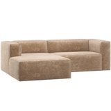 BEAN CHAISE LONGUE BANK LINKS CHENILLE VELVET PERZIKROZE