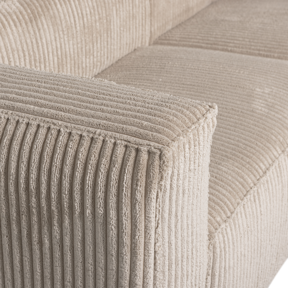 BEAN CHAISE LONGUE BANK RECHTS RIBSTOF TRAVERTIN