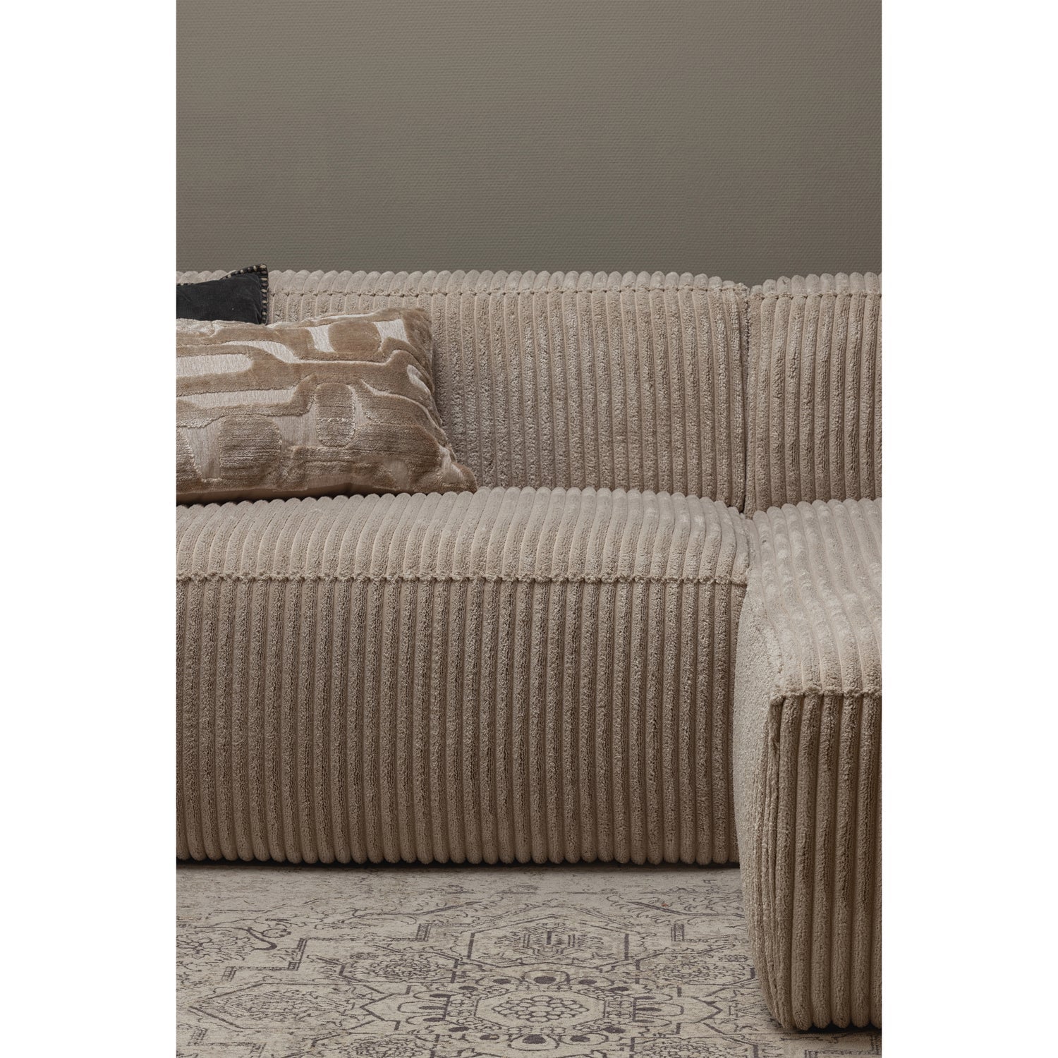 BEAN CHAISE LONGUE BANK RECHTS RIBSTOF TRAVERTIN