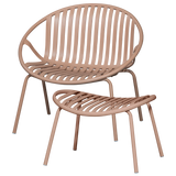WOOOD - Bruce tuin fauteuil + hocker pp/metaal zalm roze