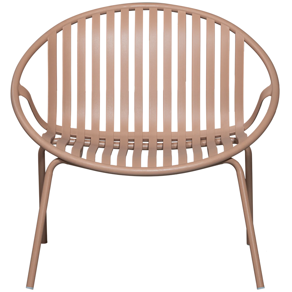 WOOOD - Bruce tuin fauteuil + hocker pp/metaal zalm roze