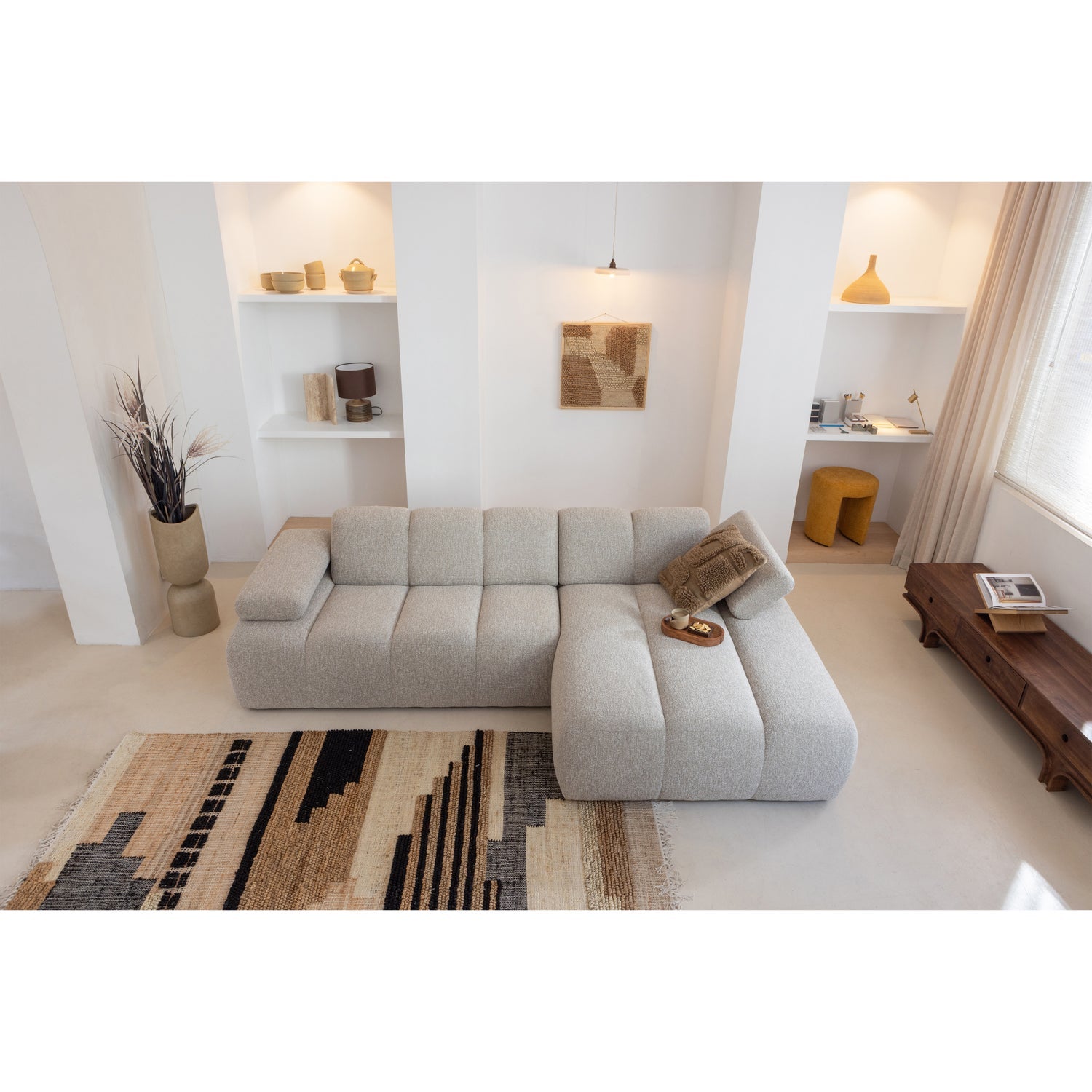 MOJO CHAISE LONGUE BANK RECHTS BOUCLE BEIGE MELANGE