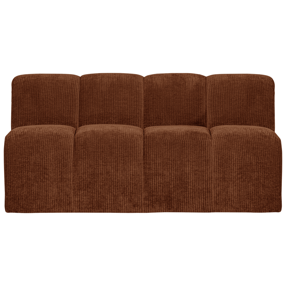 MOJO EETBANK 164 CM MET RUGLEUNING RIBSTOF ROESTBRUIN