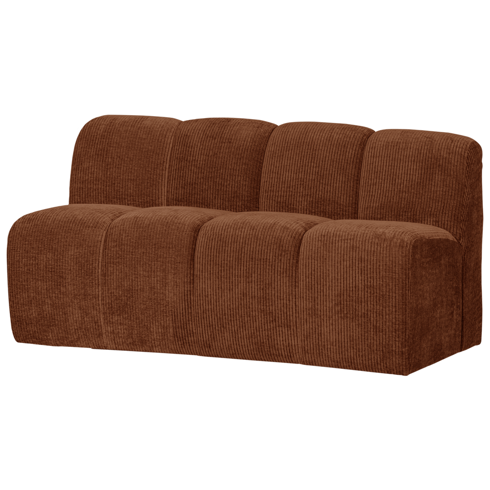 MOJO EETBANK 164 CM MET RUGLEUNING RIBSTOF ROESTBRUIN