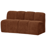 MOJO EETBANK 164 CM MET RUGLEUNING RIBSTOF ROESTBRUIN