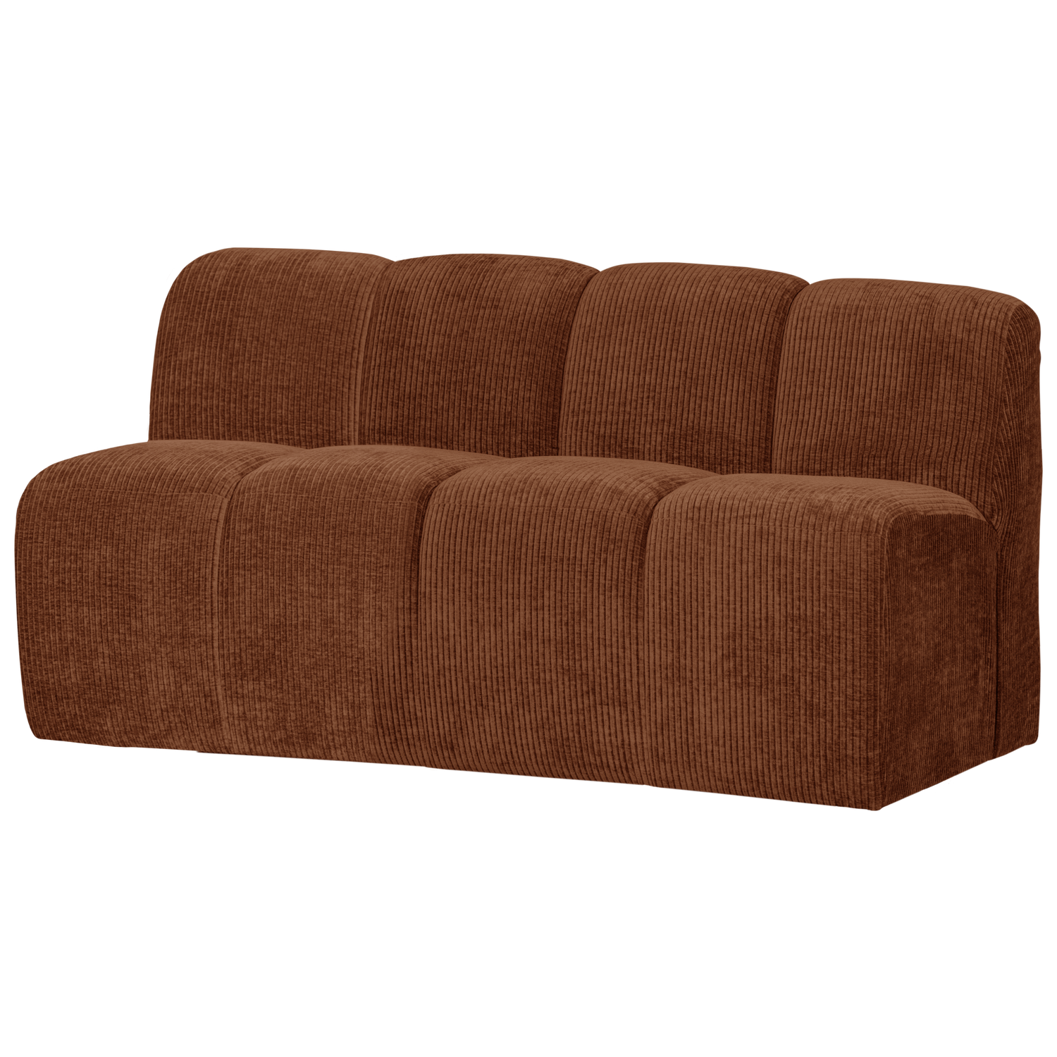 MOJO EETBANK 164 CM MET RUGLEUNING RIBSTOF ROESTBRUIN