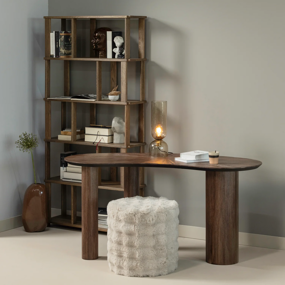 OLVEN POEF HOOG FLUFFY STOF NATUREL