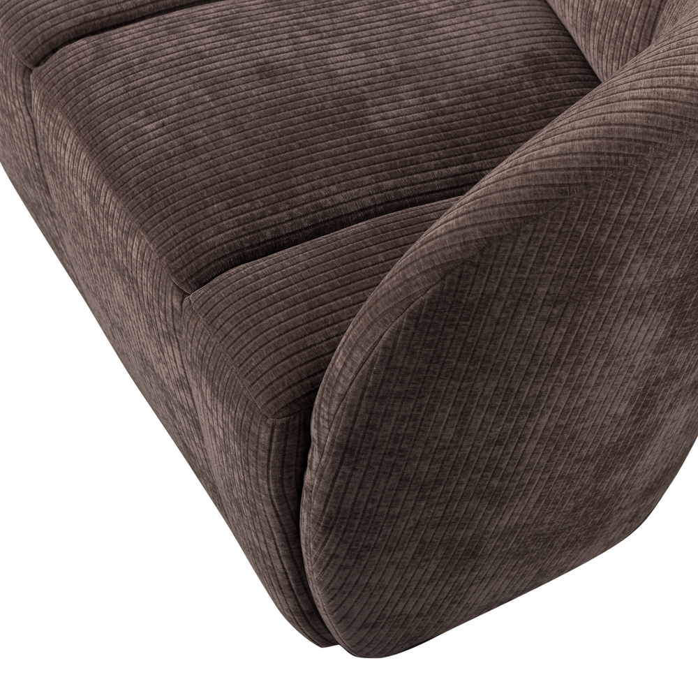 MOJO 2-ZITS BANKJE RECHTS RIBSTOF BRUIN