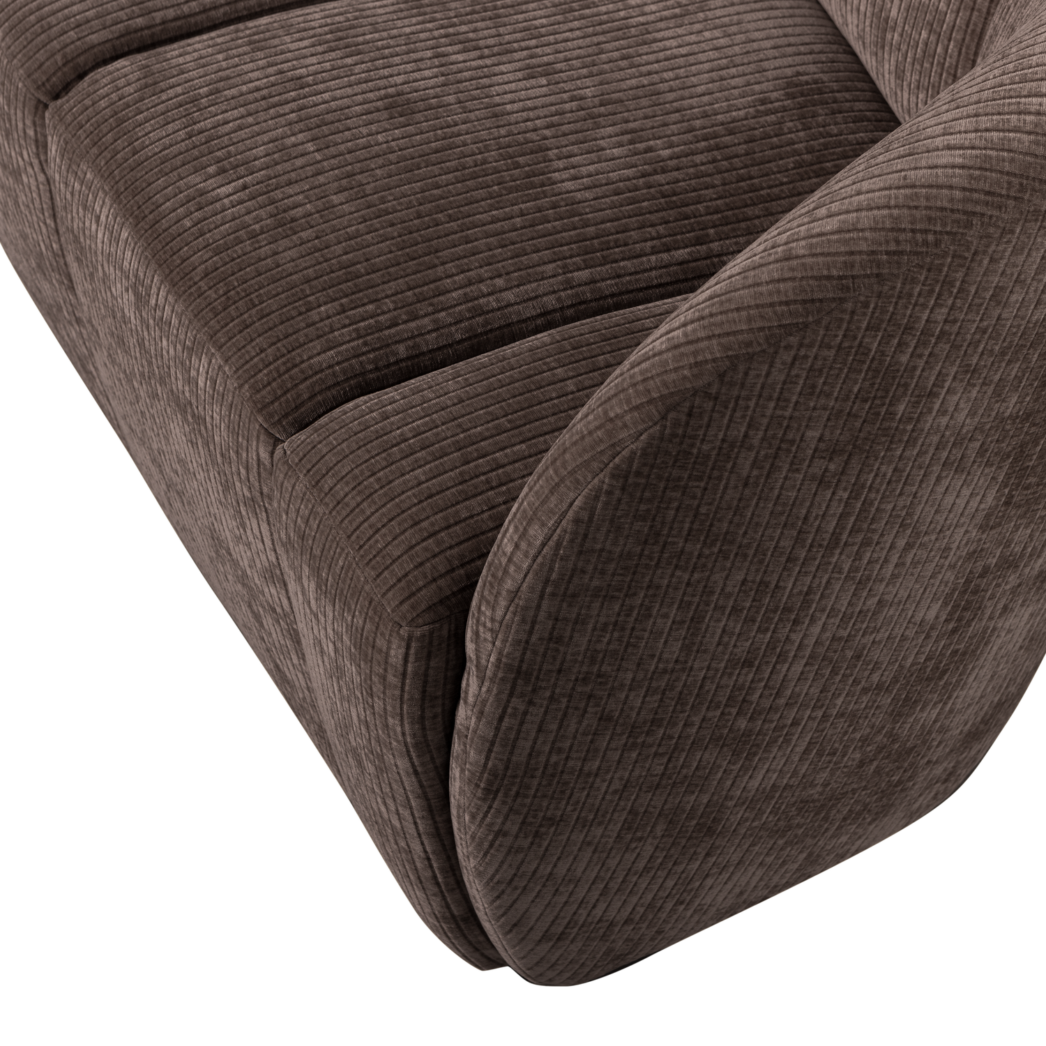 MOJO 2-ZITS BANKJE RECHTS RIBSTOF BRUIN