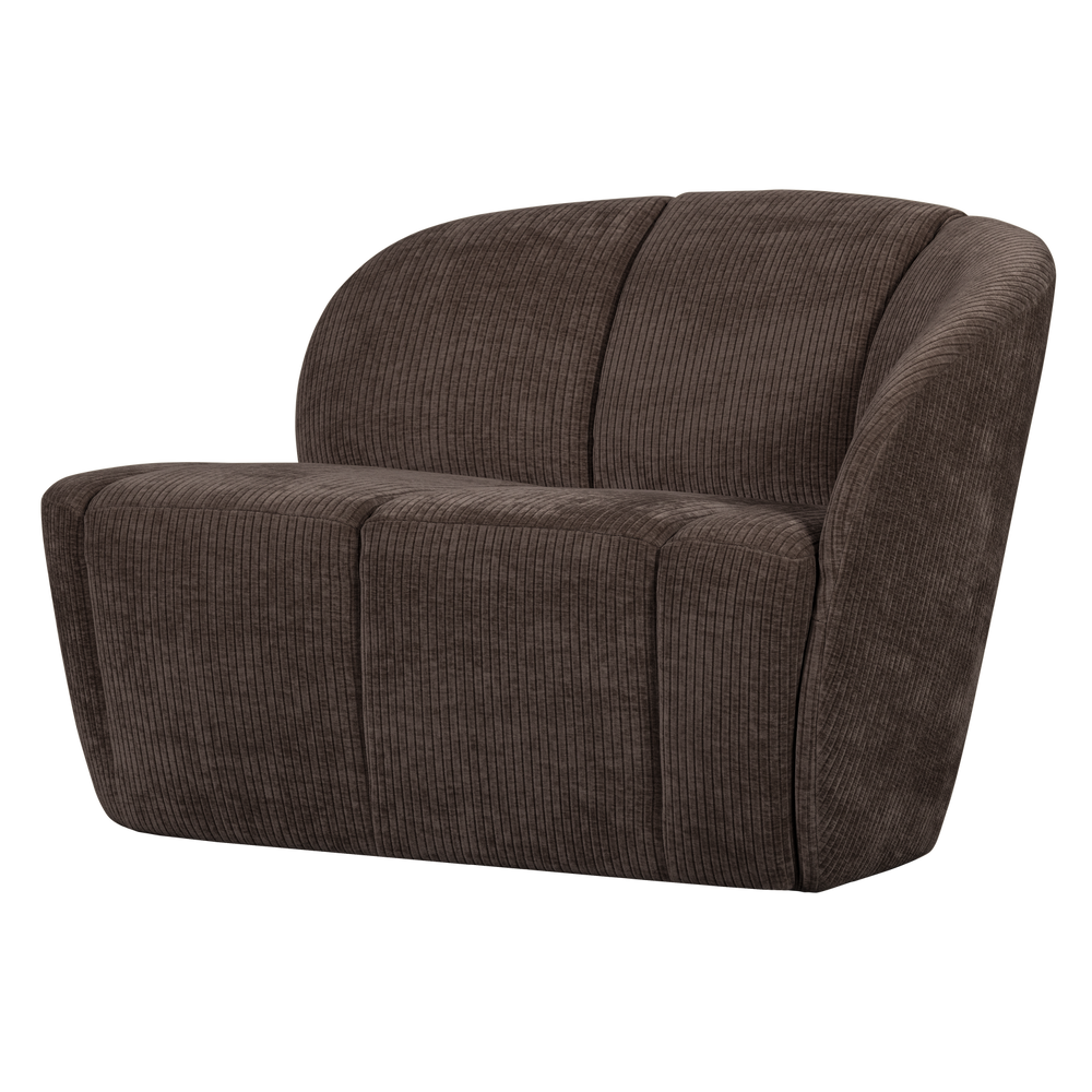 MOJO 2-ZITS BANKJE RECHTS RIBSTOF BRUIN