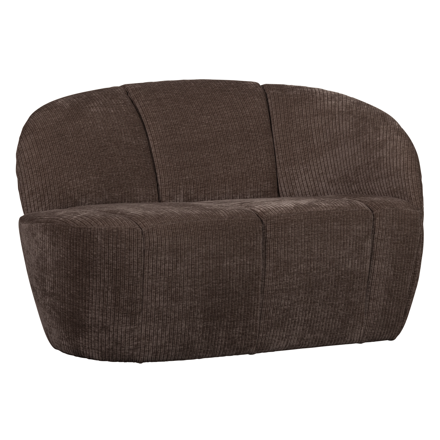 MOJO 2-ZITS BANKJE RECHTS RIBSTOF BRUIN