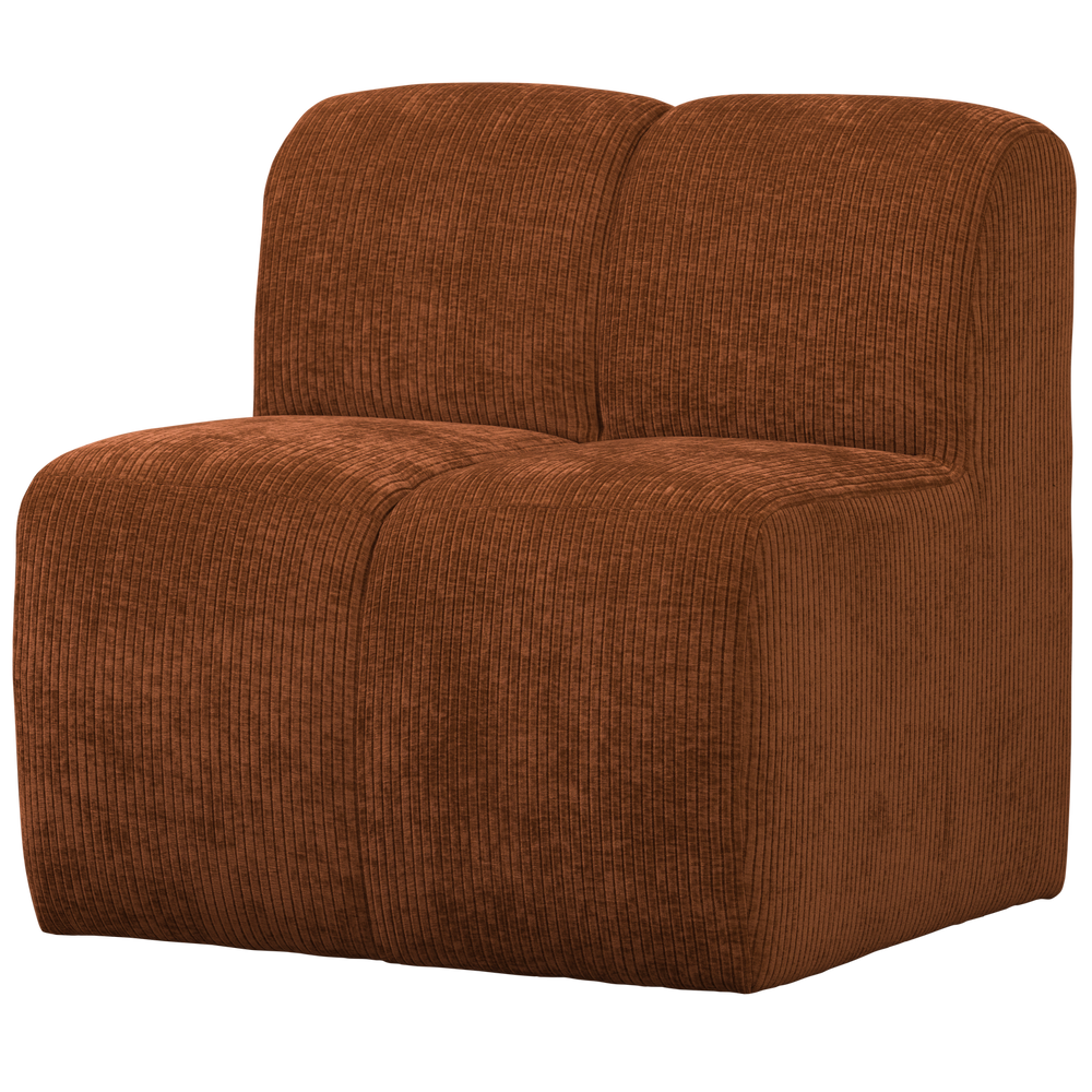 MOJO EETBANK 84 CM MET RUGLEUNING RIBSTOF ROESTBRUIN