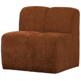 MOJO EETBANK 84 CM MET RUGLEUNING RIBSTOF ROESTBRUIN