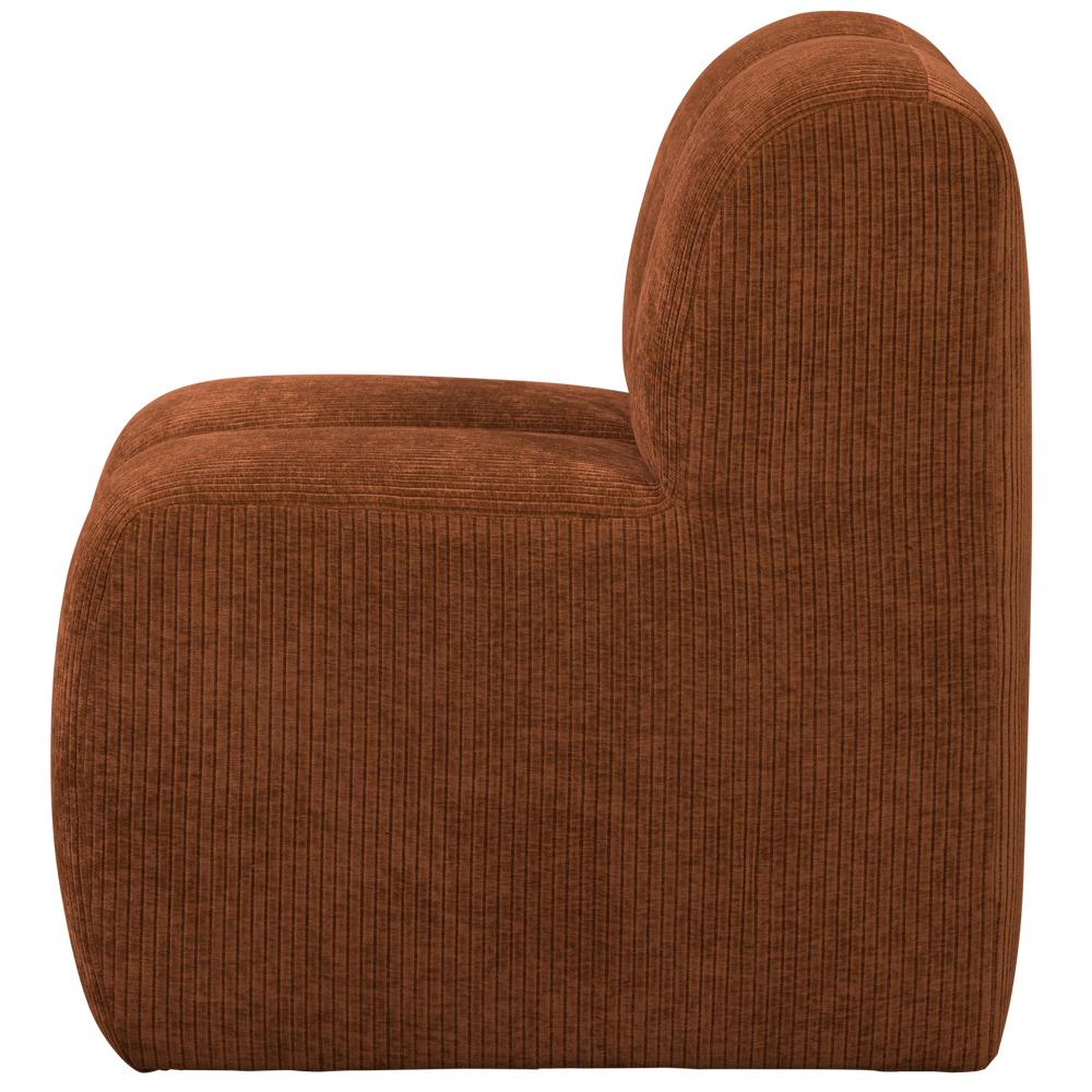 MOJO EETBANK 84 CM MET RUGLEUNING RIBSTOF ROESTBRUIN