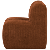 MOJO EETBANK 84 CM MET RUGLEUNING RIBSTOF ROESTBRUIN