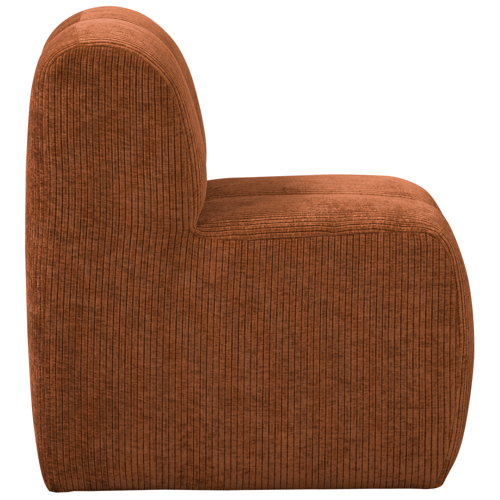 MOJO EETBANK 84 CM MET RUGLEUNING RIBSTOF ROESTBRUIN