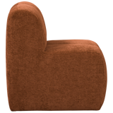 MOJO EETBANK 84 CM MET RUGLEUNING RIBSTOF ROESTBRUIN