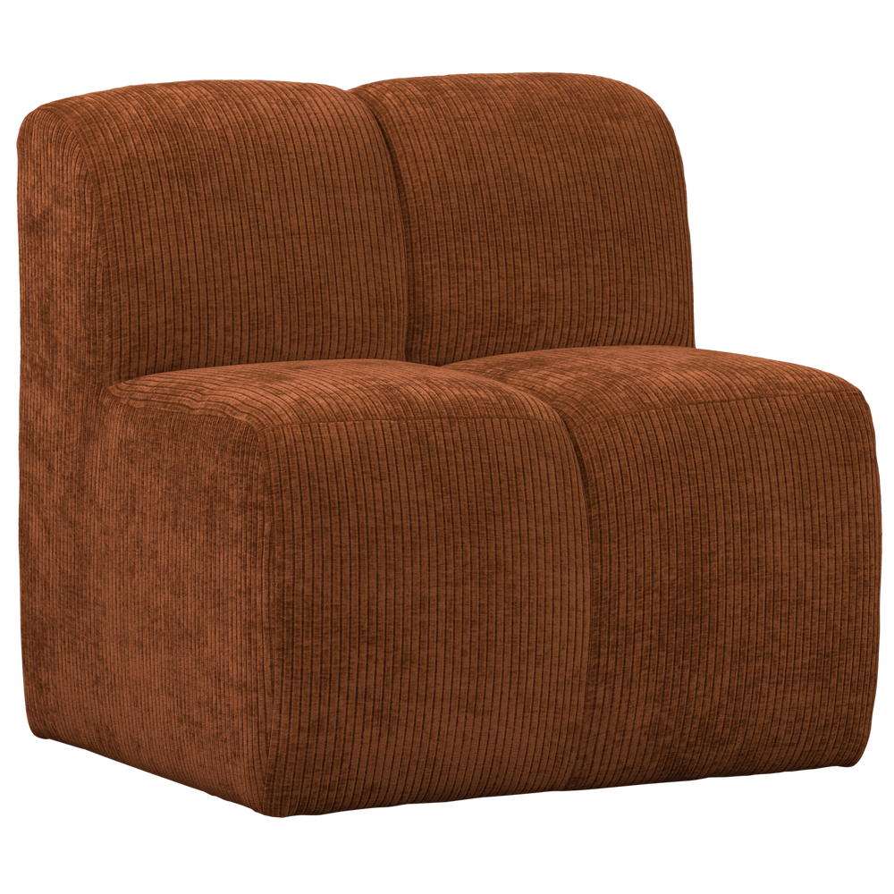 MOJO EETBANK 84 CM MET RUGLEUNING RIBSTOF ROESTBRUIN