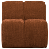 MOJO EETBANK 84 CM MET RUGLEUNING RIBSTOF ROESTBRUIN