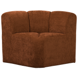 MOJO EETBANK HOEK MET RUGLEUNING RIBSTOF ROESTBRUIN