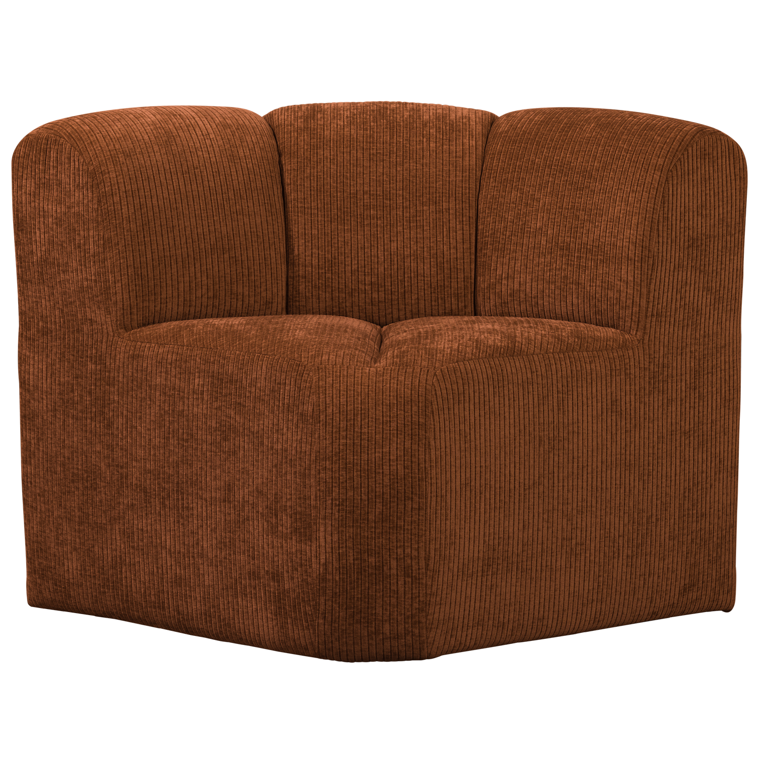 MOJO EETBANK HOEK MET RUGLEUNING RIBSTOF ROESTBRUIN