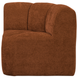 MOJO EETBANK HOEK MET RUGLEUNING RIBSTOF ROESTBRUIN