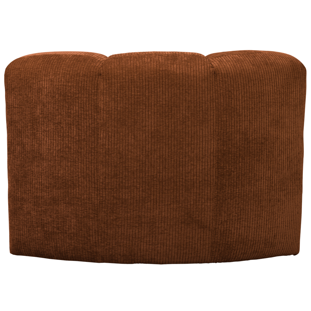 MOJO EETBANK HOEK MET RUGLEUNING RIBSTOF ROESTBRUIN