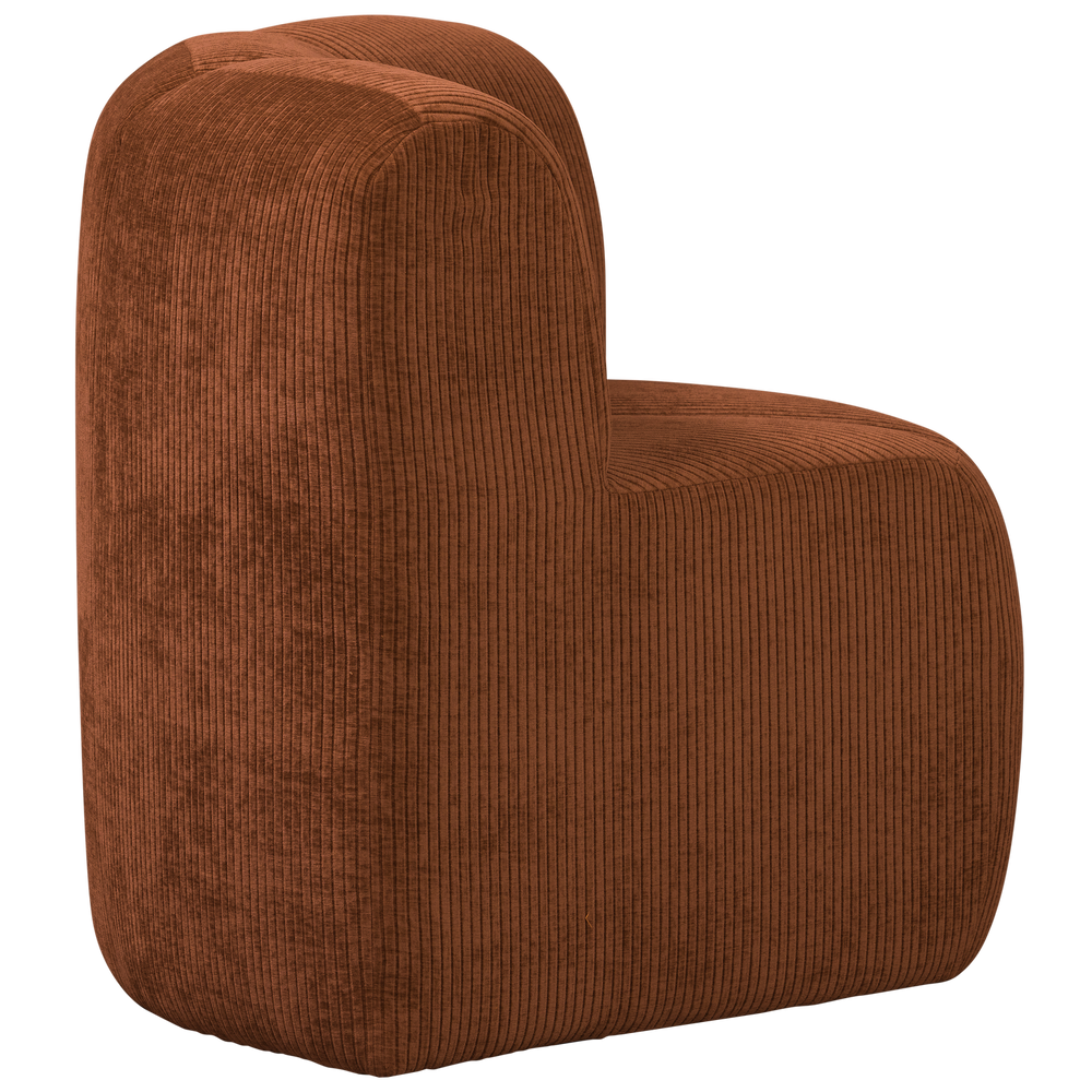 MOJO EETBANK HOEK MET RUGLEUNING RIBSTOF ROESTBRUIN