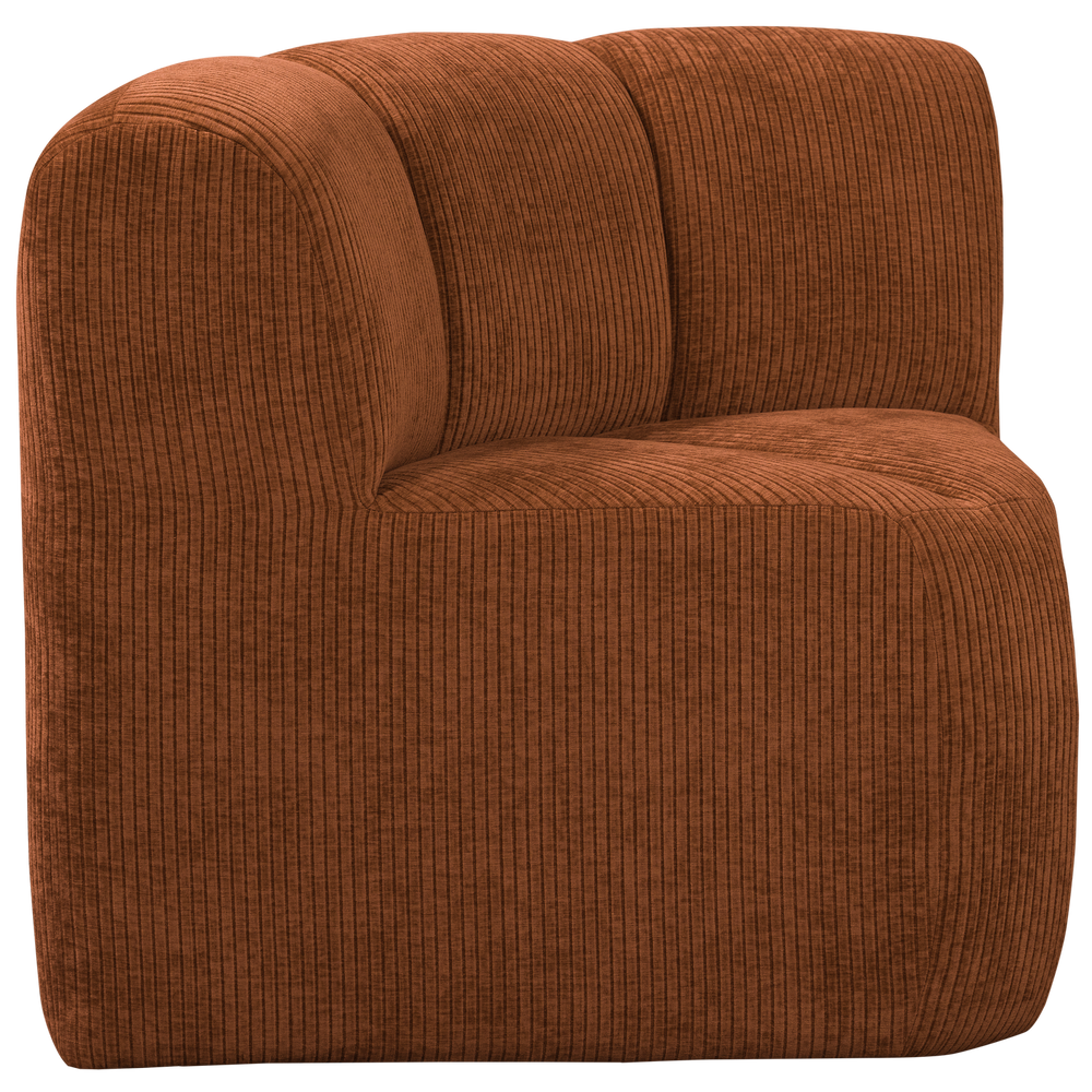 MOJO EETBANK HOEK MET RUGLEUNING RIBSTOF ROESTBRUIN