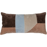 LAON KUSSENS VELVET NATUREL/BLAUW - SET VAN 3