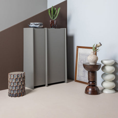 AXU DECORATIEVE BIJZETTAFEL O35X45 CM KERAMIEK GRIJSBLAUW