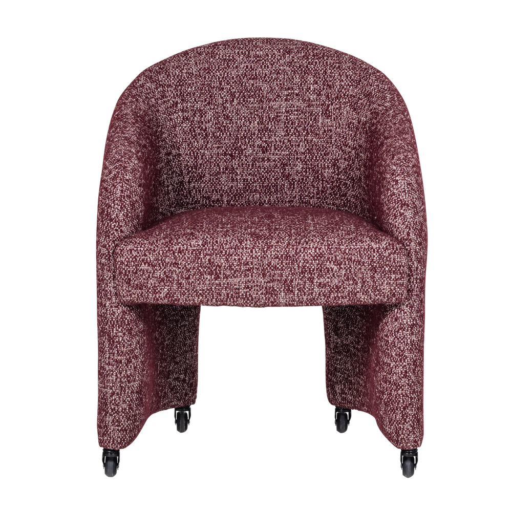 CORDO EETKAMERSTOEL MET WIELEN MELANGE BORDEAUXROOD [fsc]