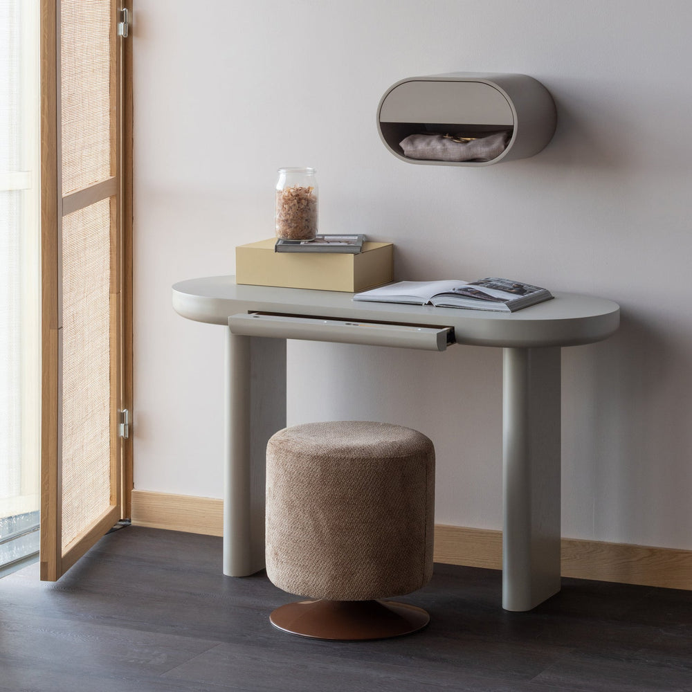 ISLEN POEF MET DRAAIVOET BOUCLE BRUIN