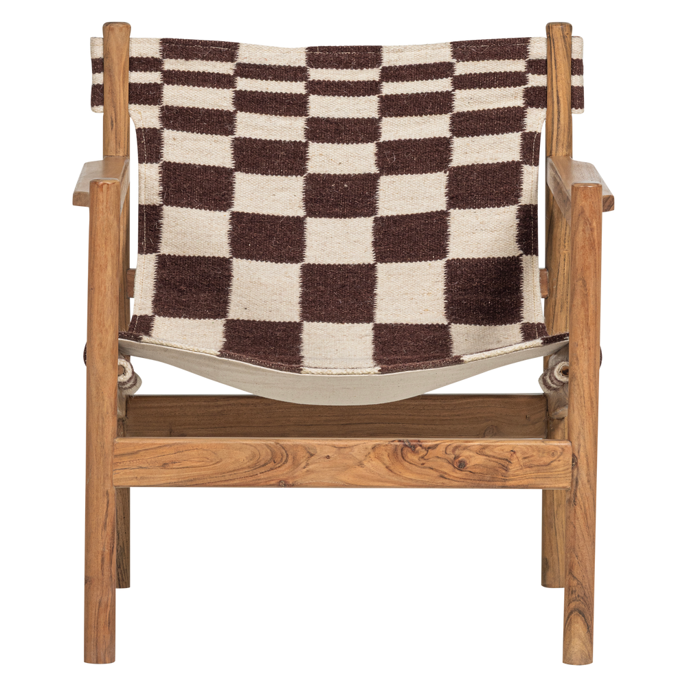 ZANO FAUTEUIL HOUT BRUIN MET KELIM ZITTING NATUREL